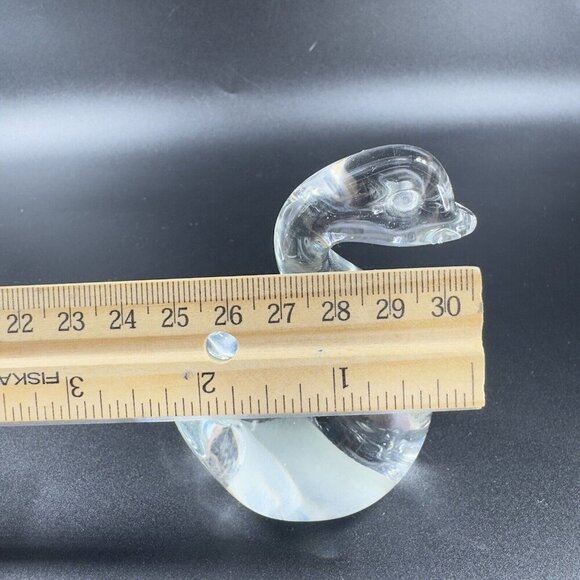 Vintage 1980s Clear Glass Duck Bird Figurine Whimsical Decor Glassware Figure - Picture 4 of 11